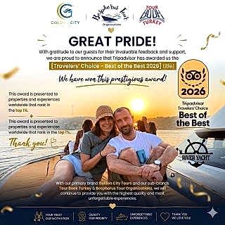 We are proud to announce that we have been awarded the Travelers’ Choice Best of the Best 2026 by Tripadvisor! 🏆 This recognition places us among the top 1% of experiences worldwide, based on the valuable reviews and support of our guests. As Golden City Tours, together with our brands Tour Book Azərbaycan and Bosphorus Tour Organisations, we are honored to deliver unforgettable experiences on the Bosphorus every day. A big thank you to all our guests for your trust and amazing feedback 🤍 We will continue to provide the highest quality and service. ✨ See you on board! #tripadvisor #bestofthebest #bosphorus #luxuryyacht #sunsetcruise